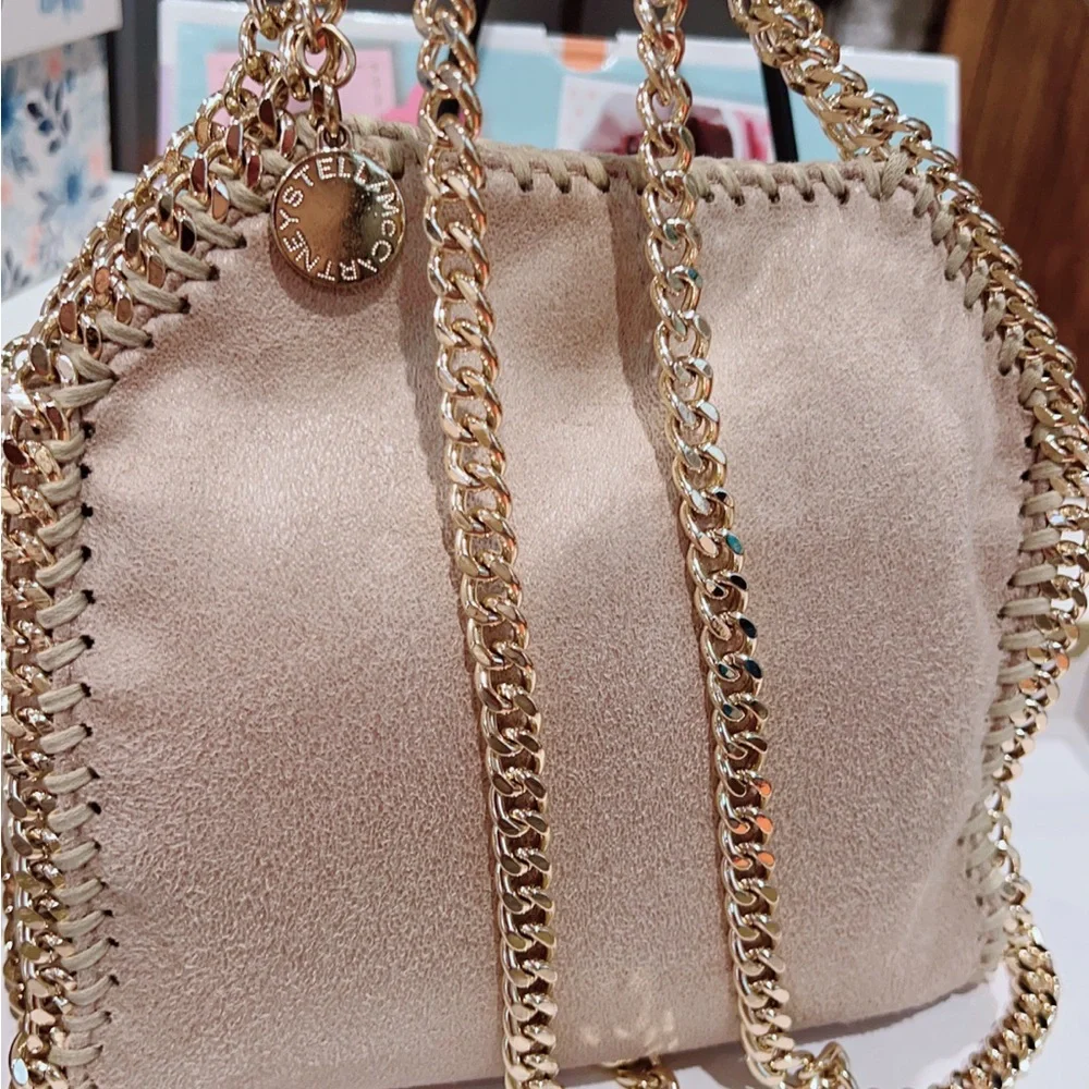 Stella McCartney Beige Mini Falabella with Gold Chain Trim - Picture 3 of 4